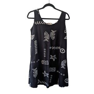 Vintage Backstage Fish Starfish Nautical Print Dress Size Medium